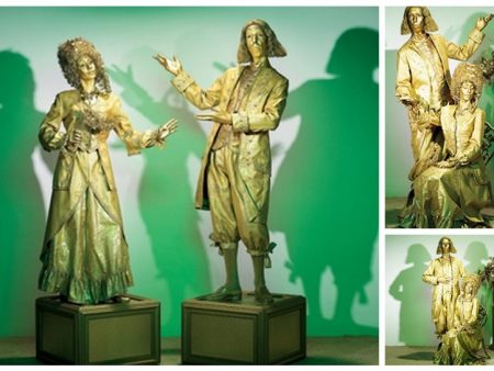 Ervaar Renaissance pracht met Gouden Venetiaans Levend Standbeeld. Perfect voor ontvangstacts en thema-evenementen. Voeg een vleugje goud toe!