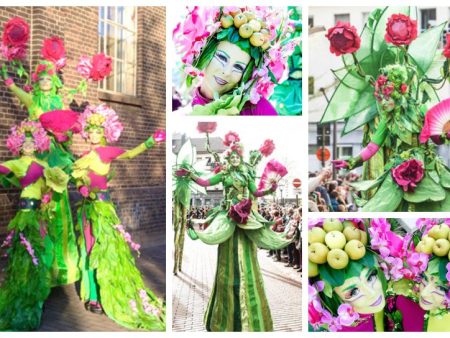 Laat de Bloemen Geisha’s Steltenlopers jouw evenement transformeren in een betoverende dans van kleur en melodie!