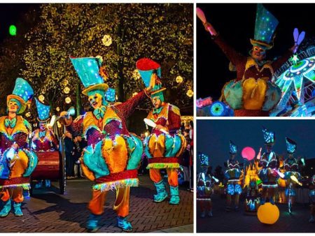 Beleef Circus Straat Parade by Night: jongleren, steltlopen, livemuziek en meer, verlicht door duizenden lampjes. Perfect voor avonden vol magie!