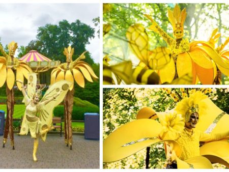 Laat de Gouden Bloemen Steltenlopers de zomerse magie naar uw evenement brengen!