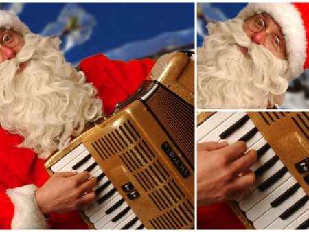 Vier de kerst met betoverende klanken! Kerstman Zingt en speelt Accordeon brengt feestelijke melodieën. Ook als duo-optie beschikbaar.