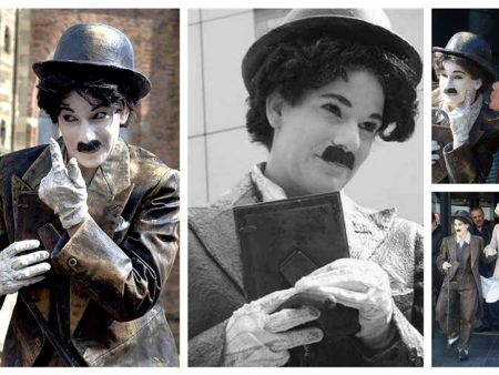 Ervaar de tijdloze magie met Charlie Chaplin Levend Standbeeld. Mobiele betovering voor elk event en mysterieuze liefde op filmthema-evenementen.