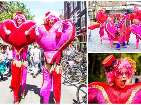 Laat de liefde stromen met de Vrolijke Hartjes Steltenlopers - een act die harten verwarmt en een onvergetelijke indruk achterlaat!