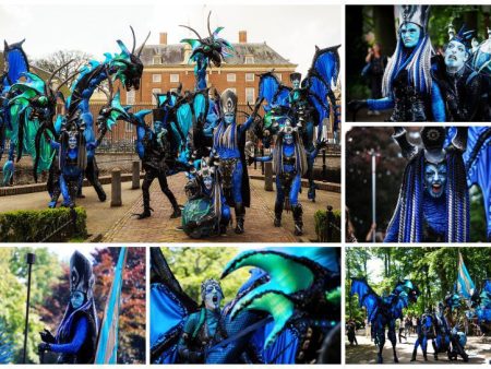 Betreed de magische wereld van de Draken Parade: steltenlopers, fantasie en adembenemende hoogtes. Boek nu voor een betoverende mobiele act!