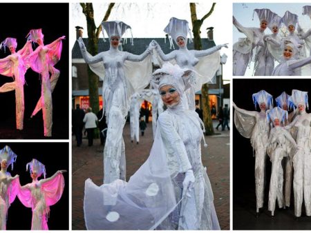 Betoverende White Diva's Steltenlopers: Stralende allure voor uw evenement. Boek solo, duo, trio of kwartet voor een onvergetelijke ervaring!